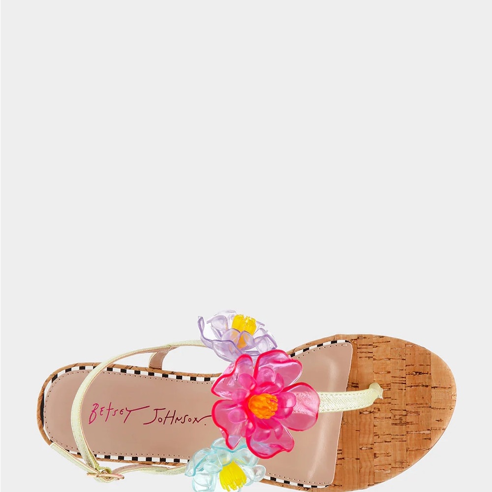 Betsey Johnson Green Pink Floral Sandals - Never Worn - Picture 2 of 6